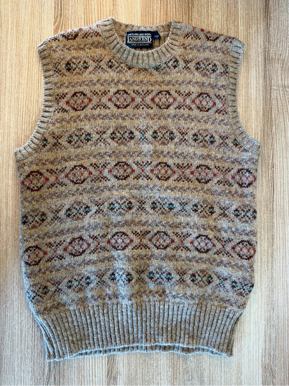Vintage Lands’ End Shetland Wool Fair Isle Sweater Vest S Scotland - Women S